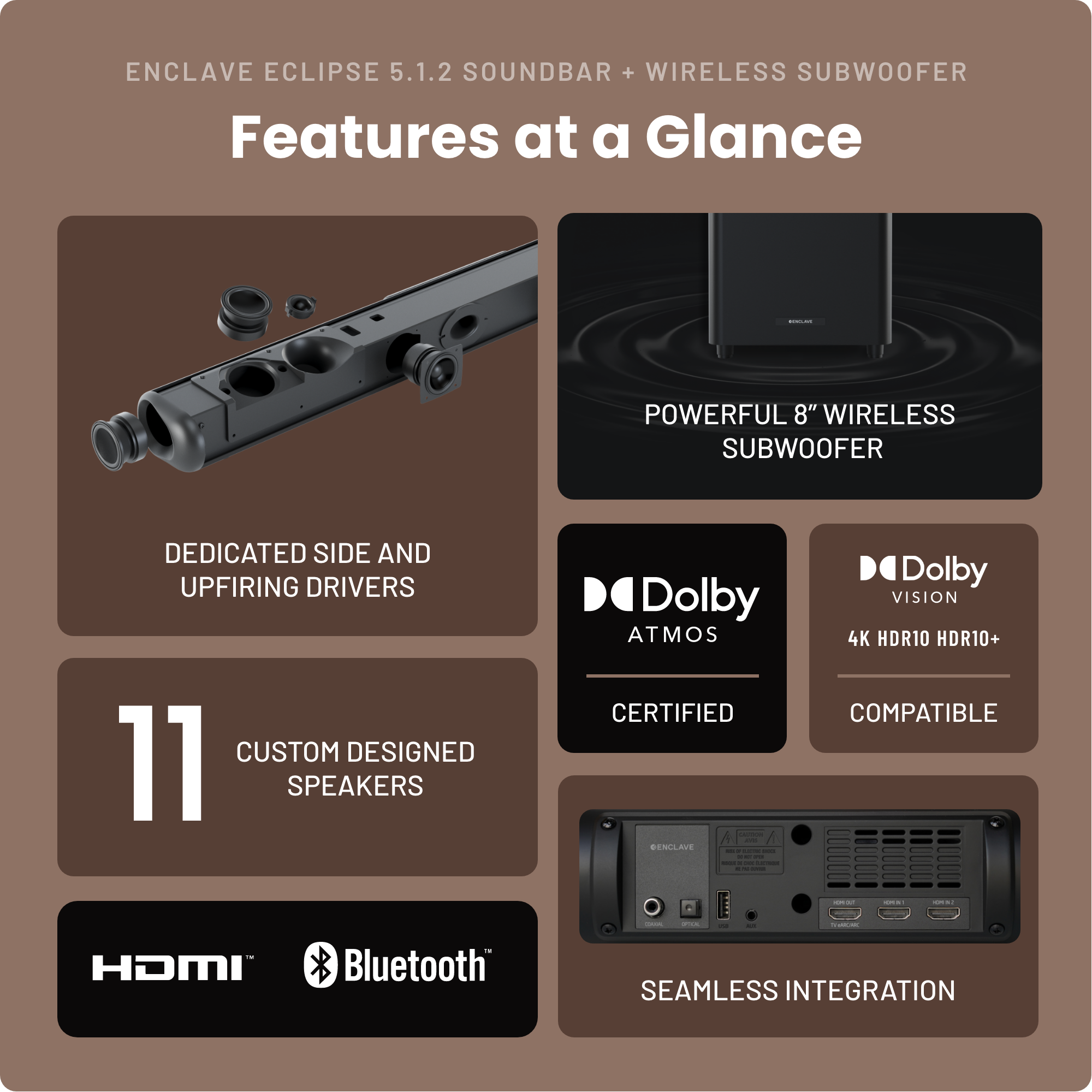 Enclave CineHome PRO - Sistema de sonido envolvente de cine en casa  inalámbrico Plug and Play 5.1 - Certificado THX, Dolby, DTS WiSA - Incluye  5